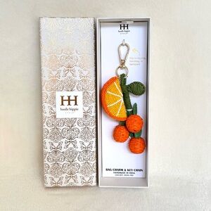 Haute Hippie Raffia & Beaded Orange Fruit Bag Charm